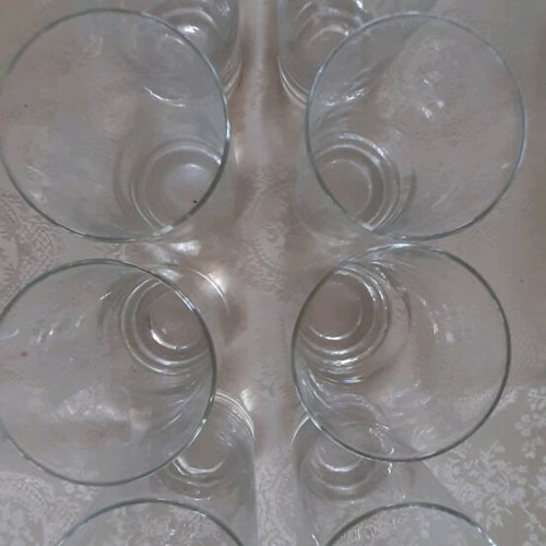 Glasses with carved monogram used, set of 8 pieces