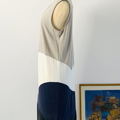 Stelios Koudounaris dress new, straight cut, black and beige, size M