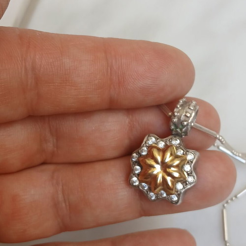 Folli Follie necklace with 925 silver and 585 gold pendant, zirconia