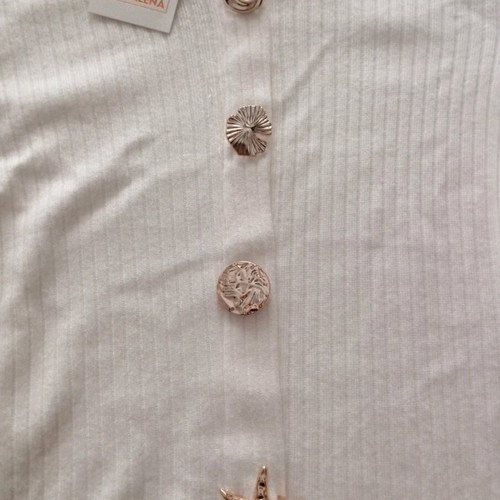 White women's blouse new with gold decorative elements