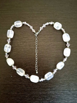 Necklace with natural soft pink quartz stones like new
