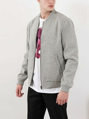 Selected Homme Wool Bomber Jacket new, men's winter gray L