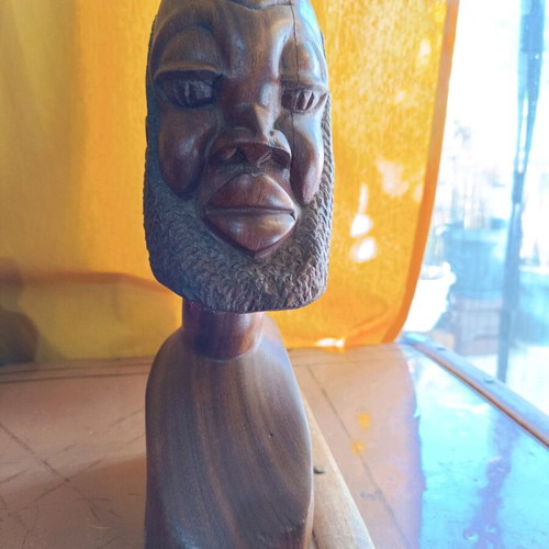 Traditional African Wood Carving Bust like new