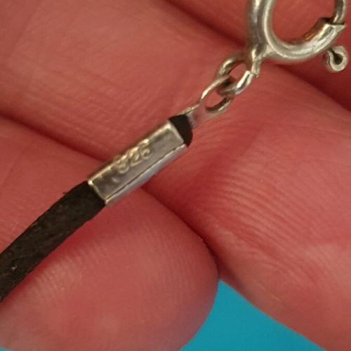 Silver 925 shoe necklace used with blue enamel
