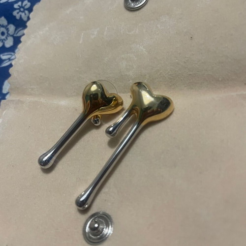 Heart drop earrings made of stainless steel new, gold and silver