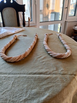 Δέστρες κουρτίνας από κορδόνια σαν καινούργιο, μπεζ χρώμα