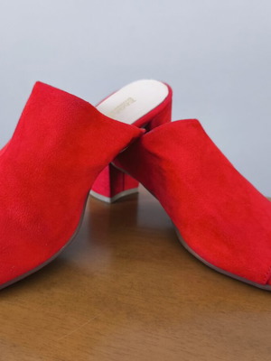 Ragazza Red Suede Mules Used, Genuine Leather, Size 40