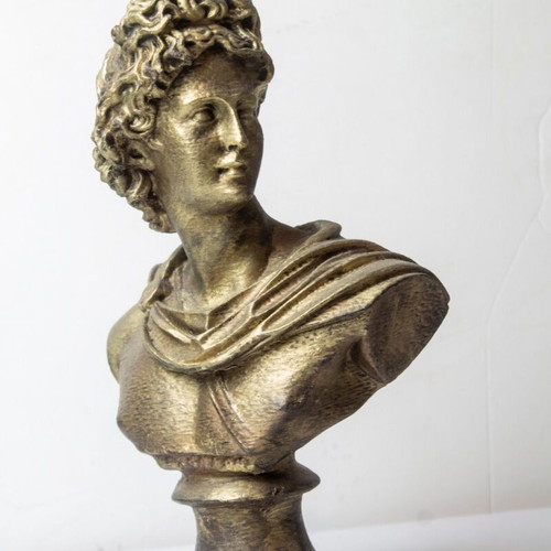 Decorative Apollo Bust 3D Printed with Handmade Antique Gold Patina