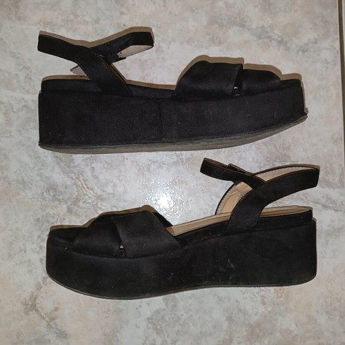 Velvet platform sandals, size 40, 5cm heel height