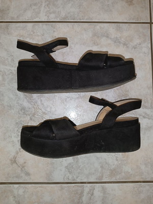 Velvet platform sandals, size 40, 5cm heel height