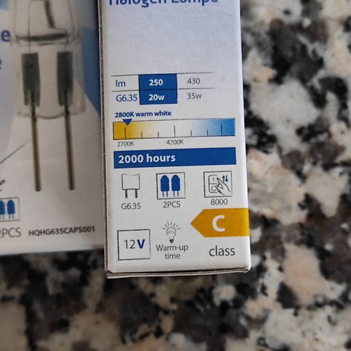 Halogen capsule lamp 25W 12V G6.35 warm white, pack of 4 new