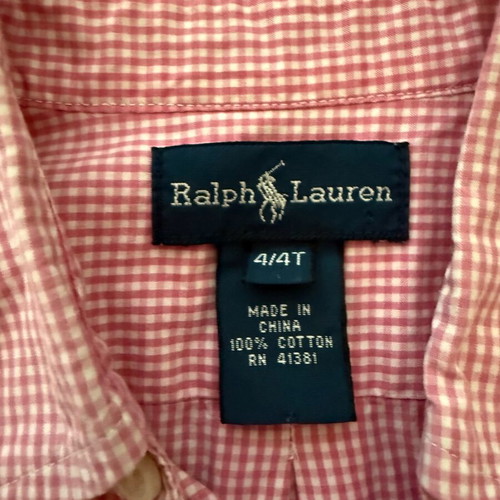 Polo Ralph Lauren Kids' Shirt 4T like new, pink gingham