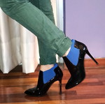 Alberto Guardiani women's shoes like new, black patent leather with blue details, size 39