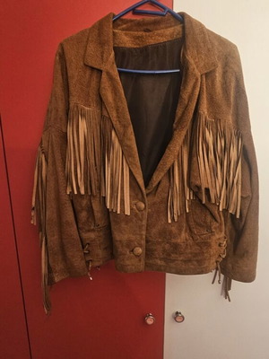 Suede jacket, size L, beige