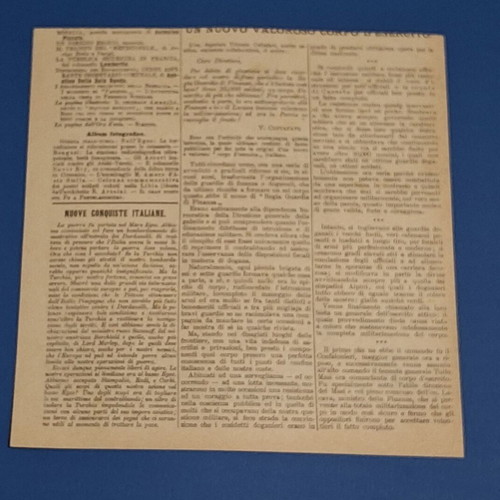 Italian Newspaper Scrap 1912 Used, Rhodes Occupation by General Ameglio