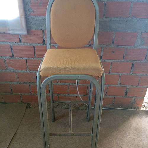 Silver Stools with Yellow Cushions used, set of 14