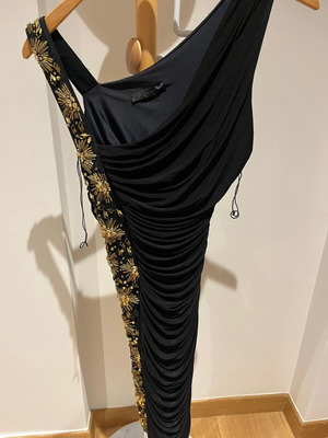 Pinko mini dress new, black with gold details, size XS