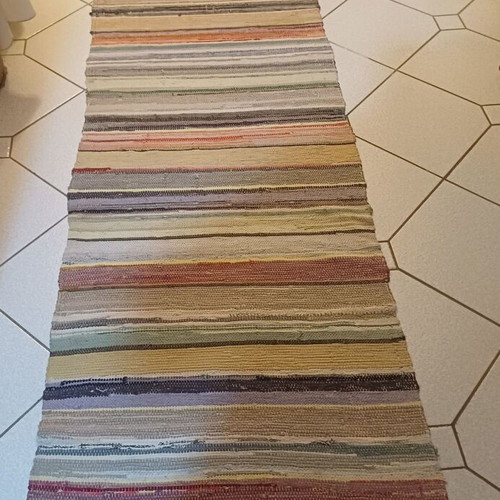 Traditional handmade woven rag rug like new 270x70cm