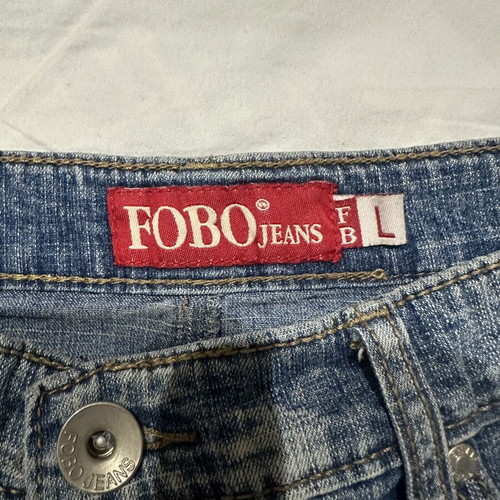 FOBO Jeans mini denim skirt, stonewashed blue, size L