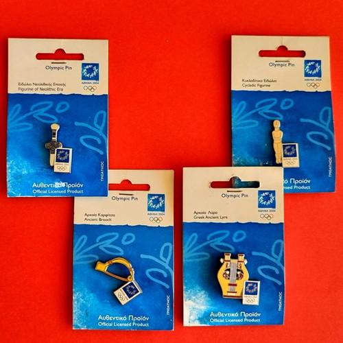 Olympic pin set Athens 2004 used, pack of 4