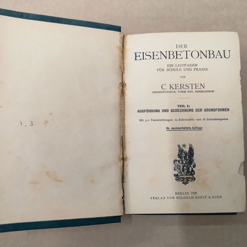Der Eisenbetonbau used German technical concrete manual 1920