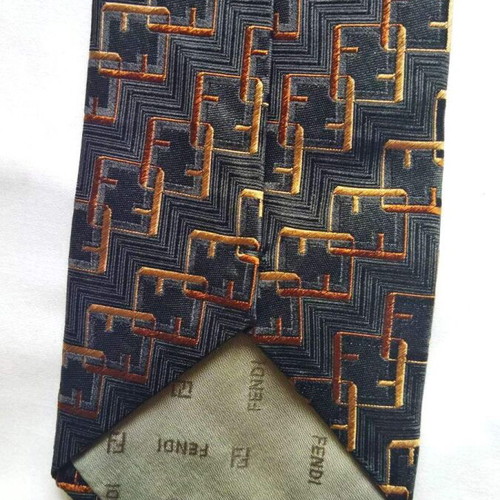 Fendi tie 100% silk new, brown with gold pattern