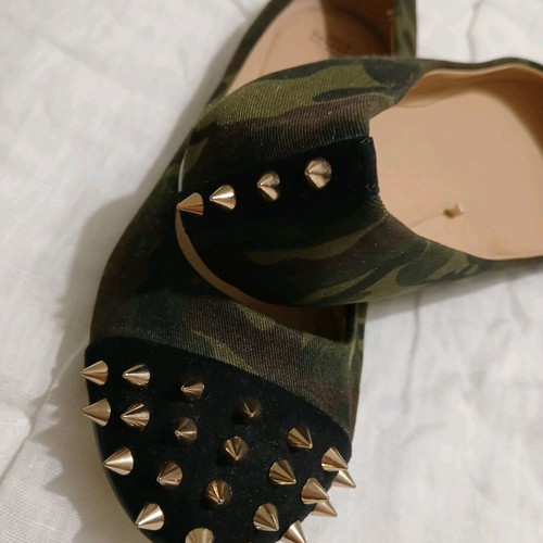 Zara ballerinas with gold studs, size 37, camouflage
