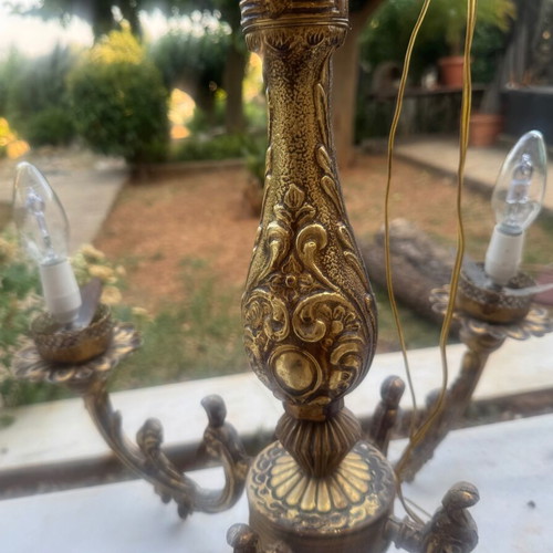 Antique 4-Light Chandelier used, likely brass