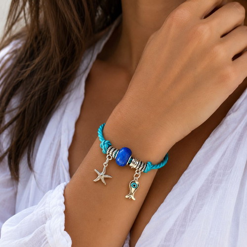 Handmade Summer Bracelet with regalon cord and summer charms