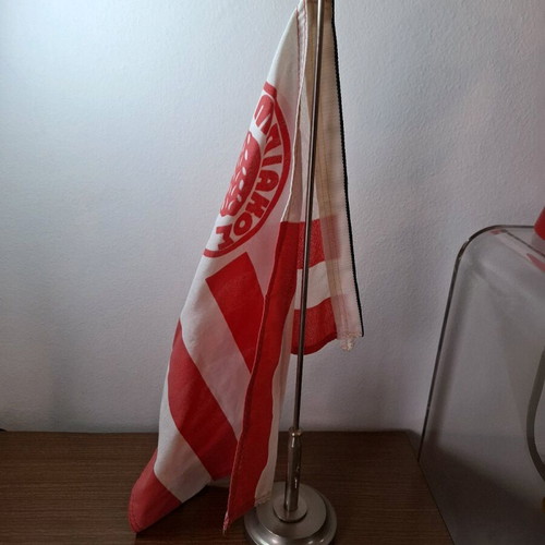 Vintage Olympiakos flag used with stand
