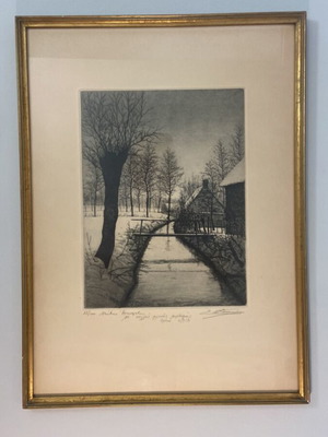 Emiel De Cooman numbered signed woodcut 1972, 82/100