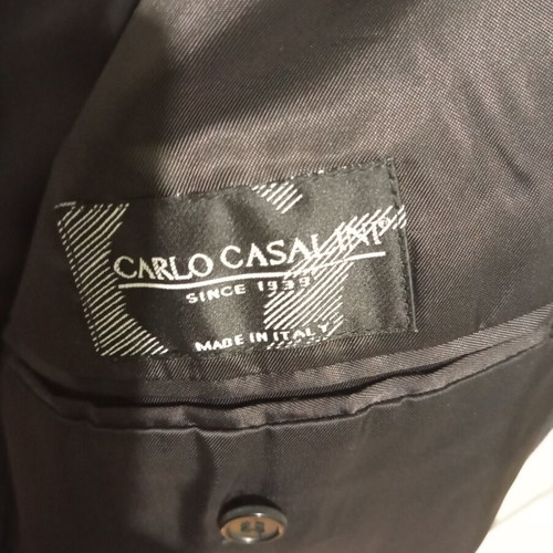 Carlo Casalini classic black wool overcoat size 50 like new