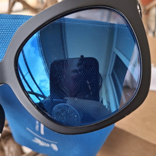 Adidas sunglasses used, black matte with blue mirror lens