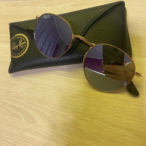 Ray-Ban mirror sunglasses like new, gold metal round frame
