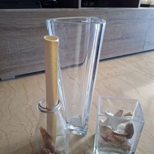 Set of glass decorative vases like new, sea-themed design