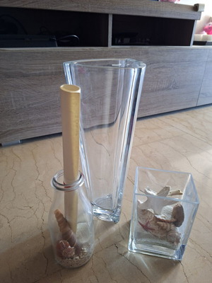 Set of glass decorative vases like new, sea-themed design