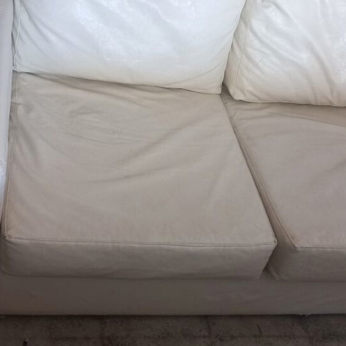 Two-seater sofa used, white eco leather