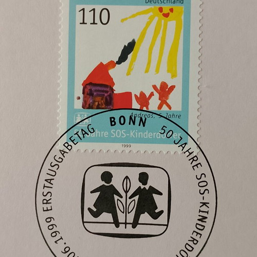 German 1999 stamp with Bonn first day cover, mint block of four