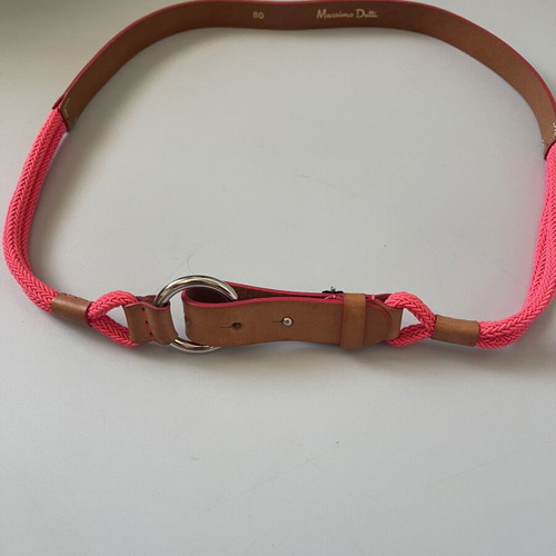 Massimo Dutti Y2K leather belt with fuchsia rope size 80 like new