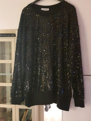 Casual black blouse with sequins new, Different, size M-L