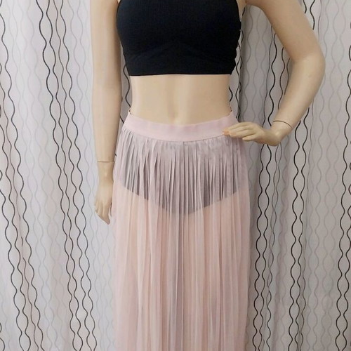 H&M Loves Coachella pleated mesh skirt in soft pink, like new, size 38/M