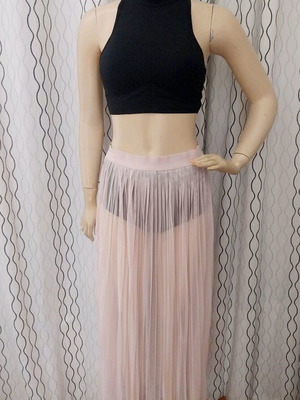H&M Loves Coachella pleated mesh skirt in soft pink, like new, size 38/M