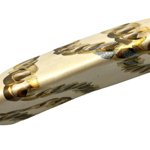 Roberto Cavalli silk clutch used with signs of wear and discoloration