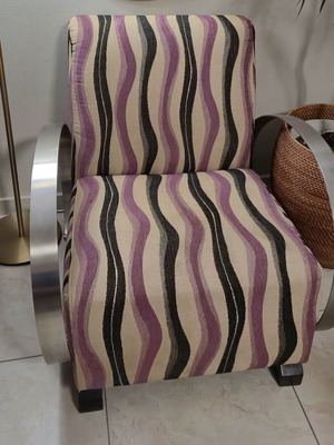 Modern Art Deco Armchair with Metal Arms like new