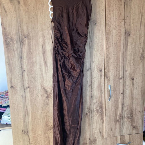 Satin dress new, brown, size XS