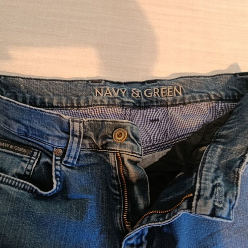 Navy & Green men's jeans used, pack of 3, blue shades, size M