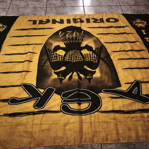 AEK flag large used, 140 x 39 cm, authentic