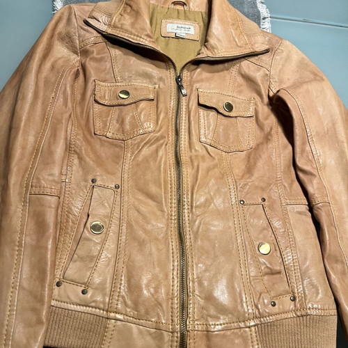 Bershka leather jacket used, brown, size 38/M