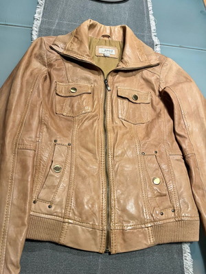 Bershka leather jacket used, brown, size 38/M
