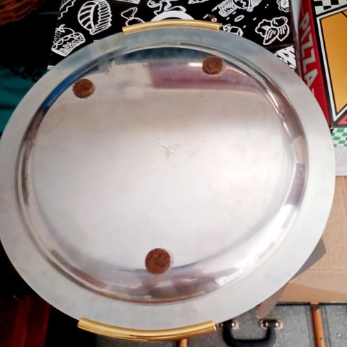 Metal Stainless Steel Tray like new, 37 cm diameter